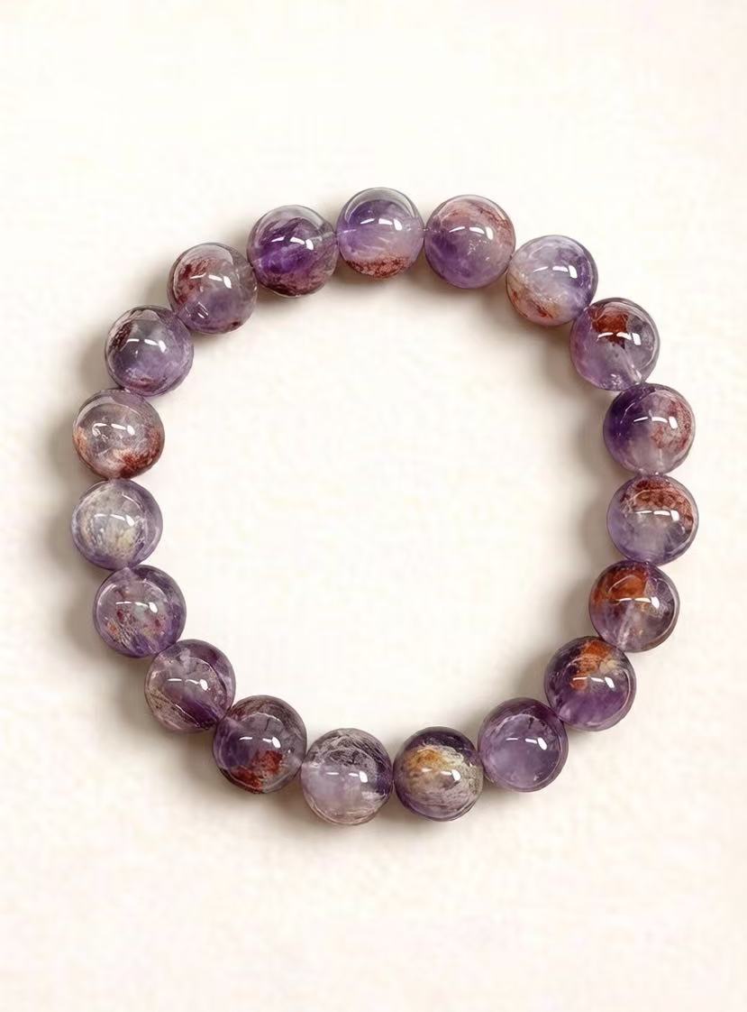 Purple Hematoid Quartz Bracelet – Natural Crystal (9mm / 10mm)