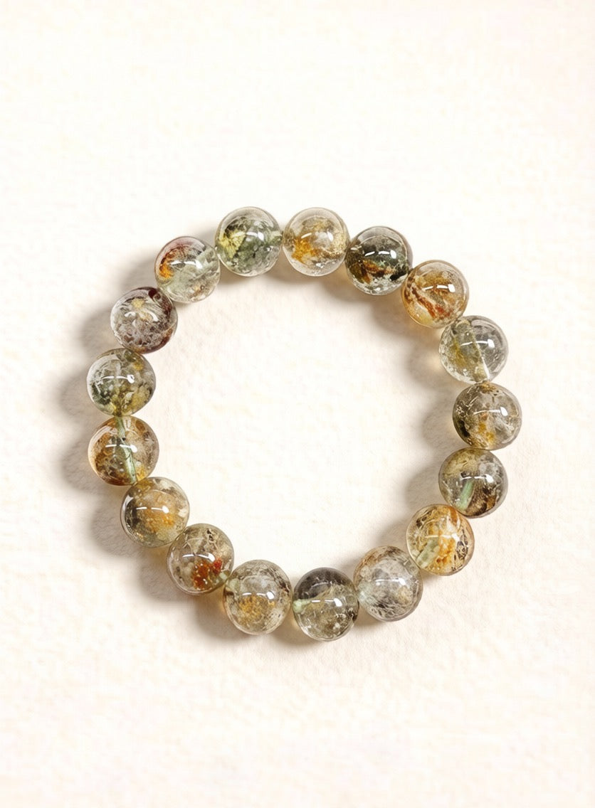 Lodolite Garden Quartz Bracelet – Natural Crystal Beaded Bracelet (10mm / 12mm)