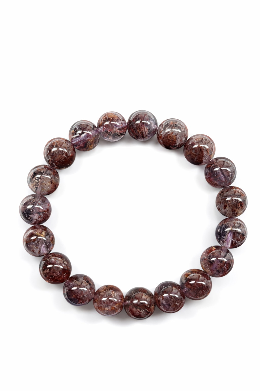 Purple Phantom Quartz Bracelet – Natural Crystal (10mm)