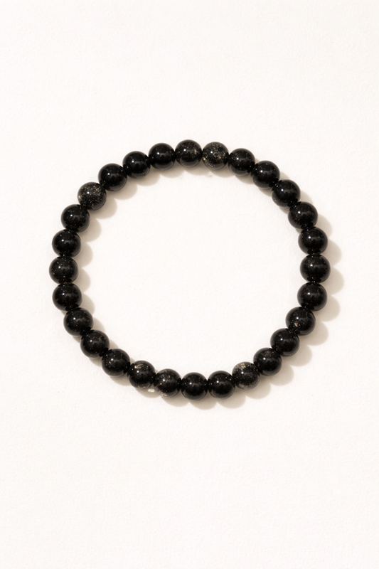 Black Rutilated Quartz Bracelet – Natural Crystal (7mm)