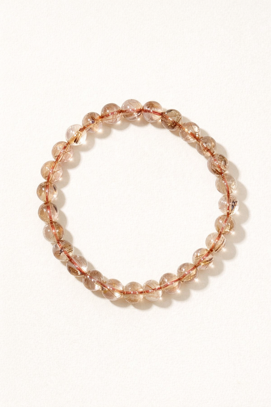 Copper Rutilated Quartz Bracelet – Natural Crystal (7mm)