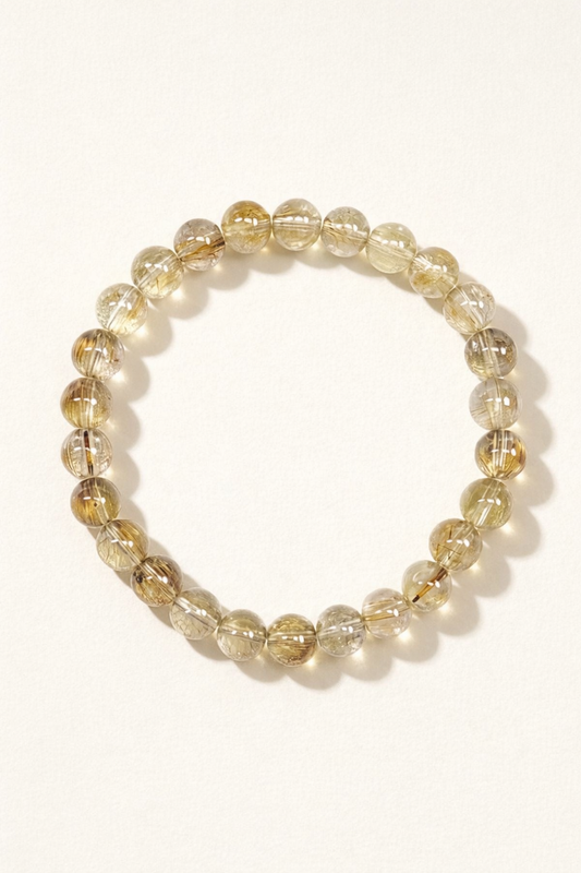 Gold Rutilated Quartz Bracelet – Natural Crystal (7mm)