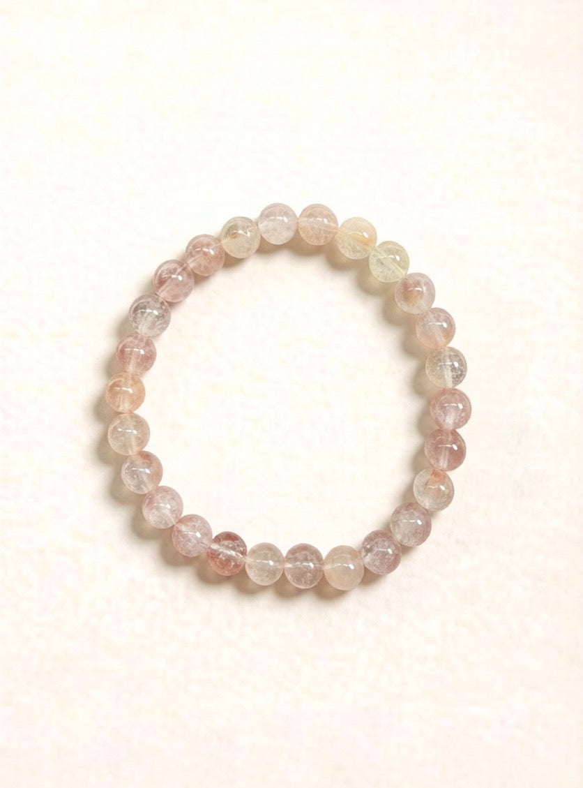 Pink Rutilated Quartz Bracelet – Natural Crystal (7mm &amp; 10mm)