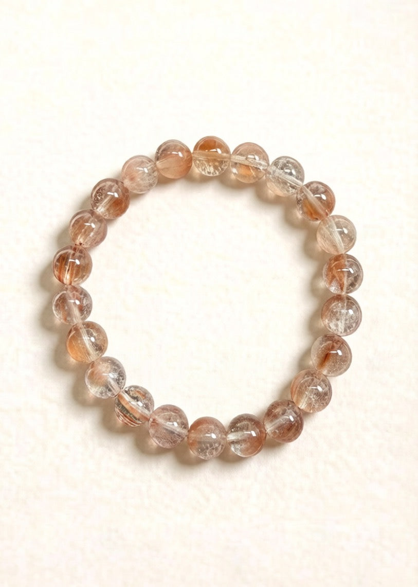 Red Rutilated Quartz Bracelet – Natural Crystal (7mm)