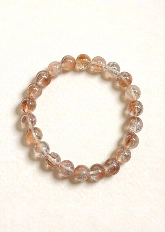 Red Rutilated Quartz Bracelet – Natural Crystal (7mm)