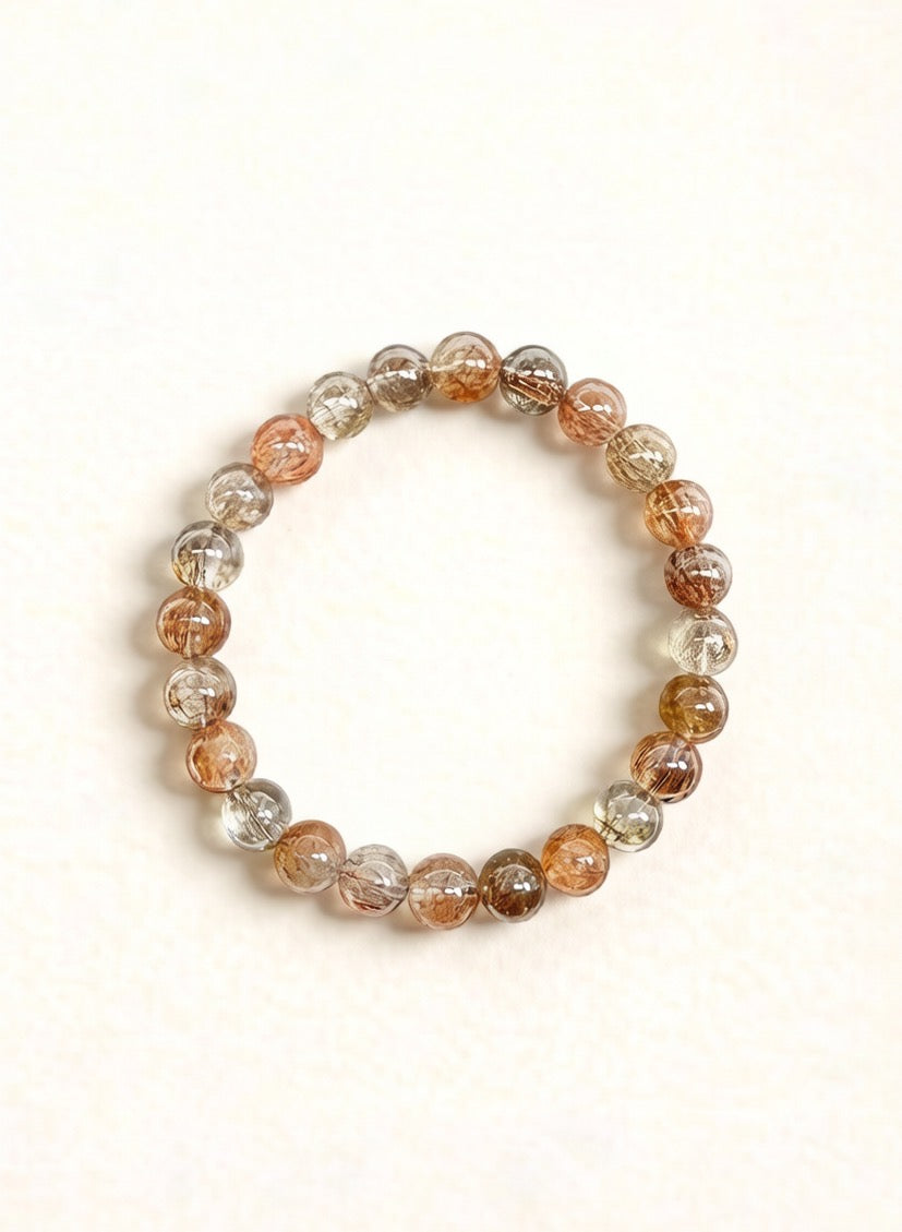 Colorful Black Gold Super Seven Bracelet – Natural Crystal (8mm-12mm)