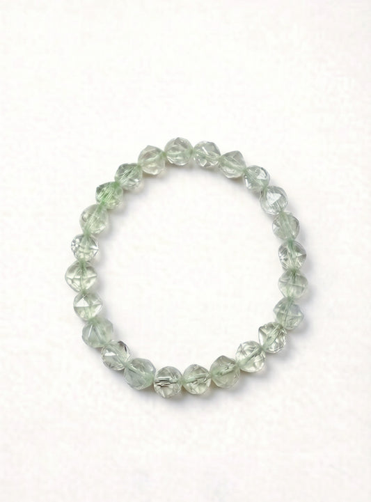 Faceted Green Quartz Bracelet – Natural Crystal (7mm)