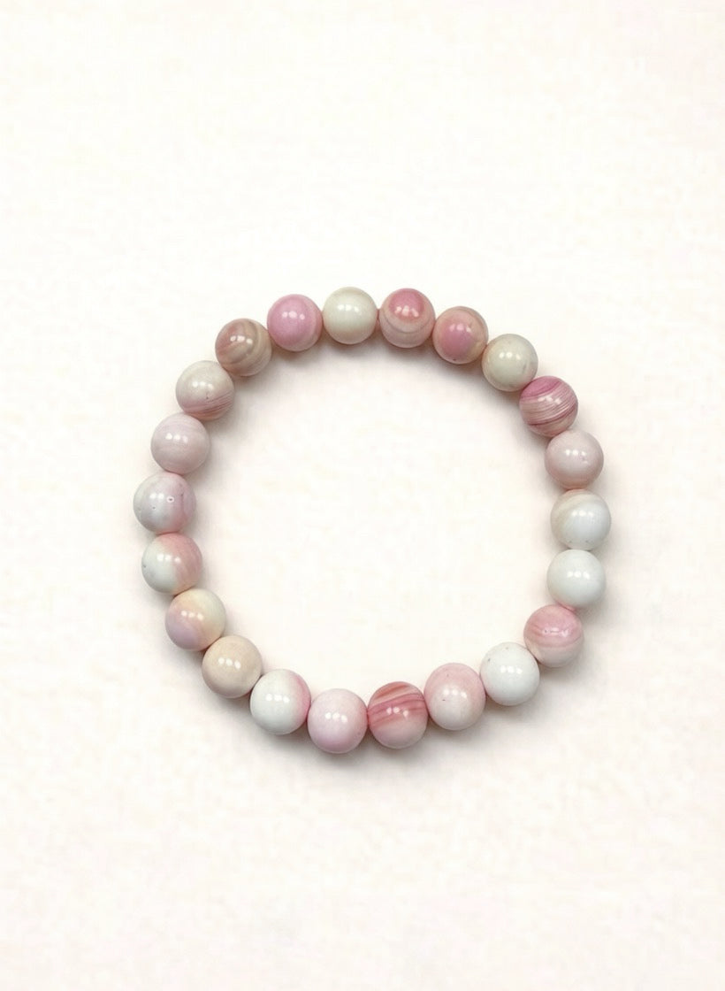 Pink Mother of Pearl Bracelet – Natural Shell (8mm)