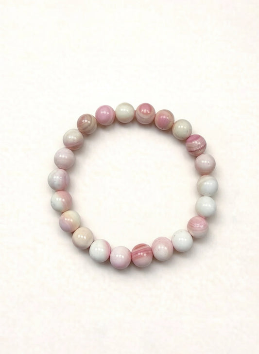 Pink Mother of Pearl Bracelet – Natural Shell (8mm)