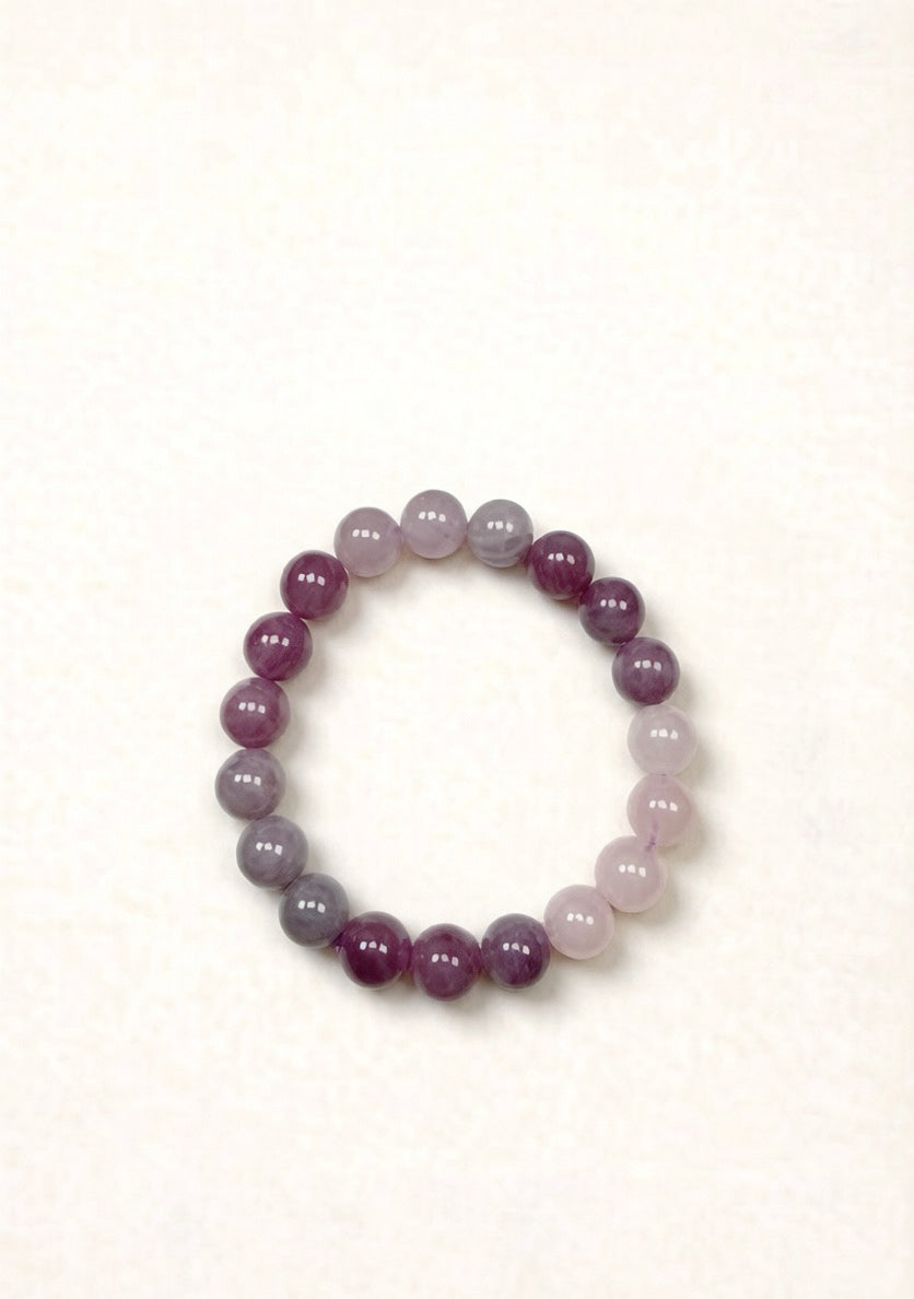 Lavender Rose Quartz Bracelet – Natural Gradient Crystal (10mm)