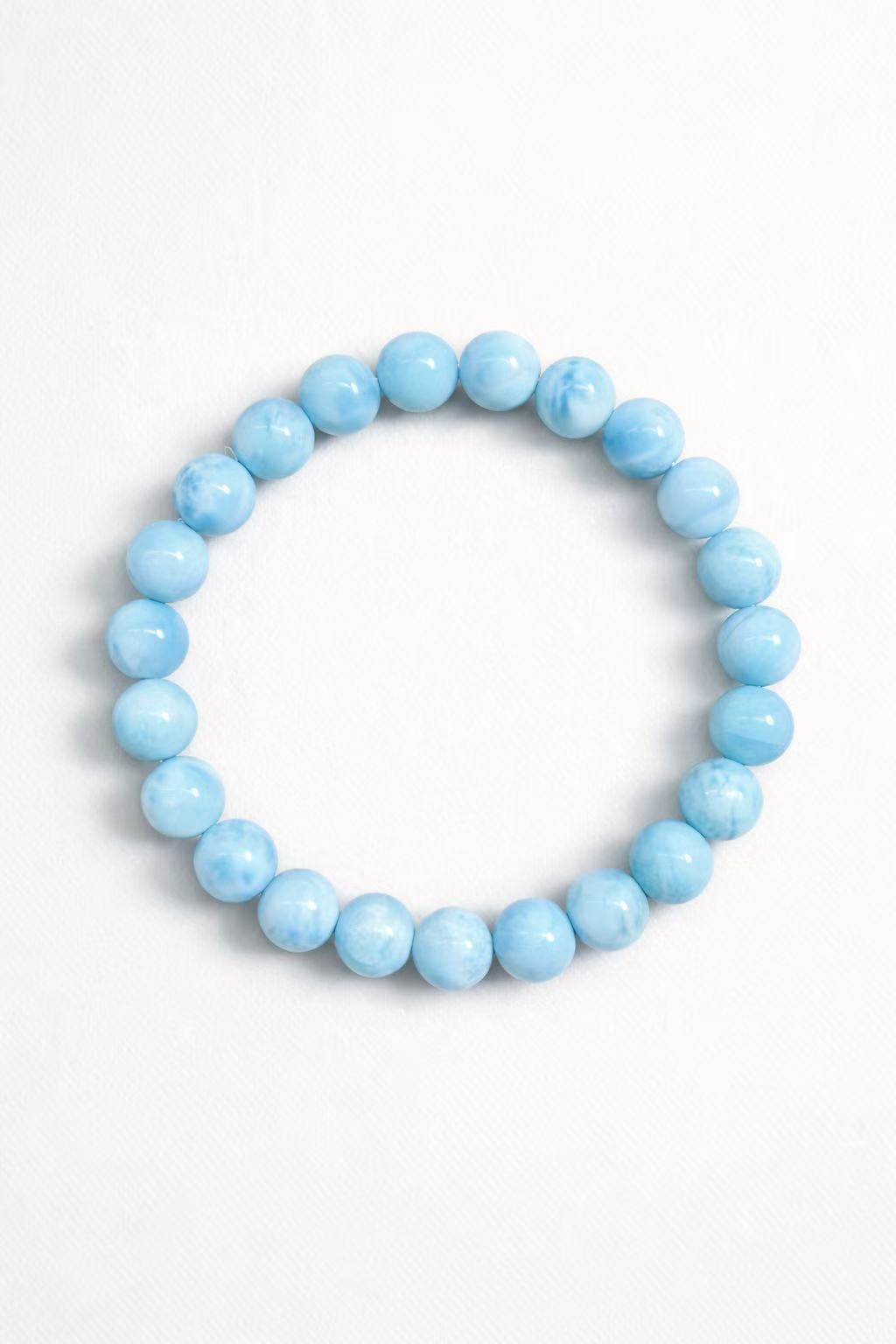 Larimar Bracelet – Natural Ocean Blue Gemstone (7mm / 8mm)