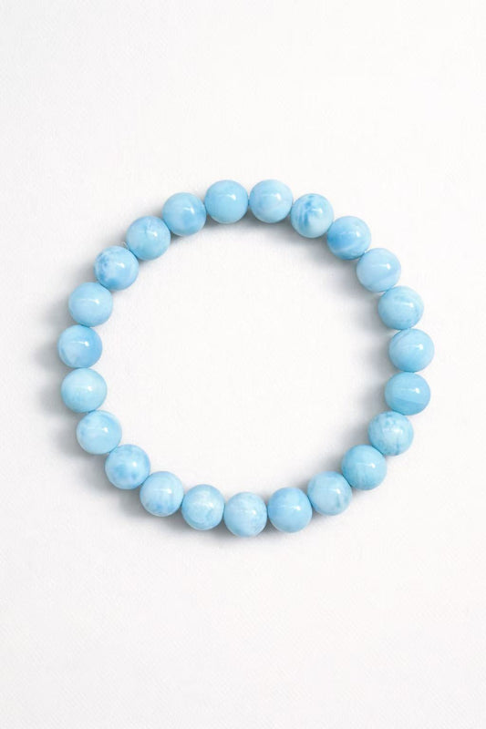 Larimar Bracelet – Natural Ocean Blue Gemstone (7mm / 8mm)