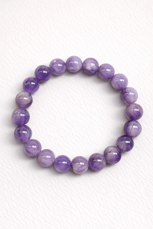 Purple Quartz Bracelet – Natural Lavender Crystal (8mm / 10mm / 11mm)