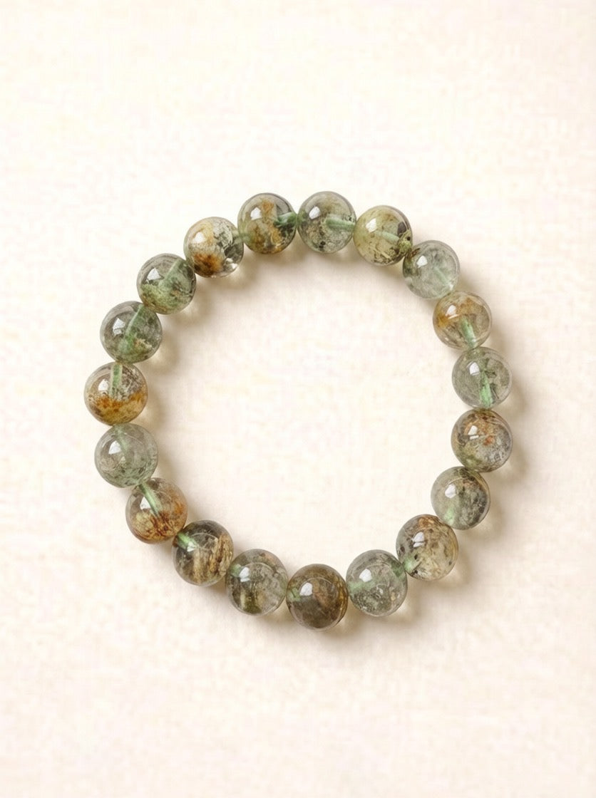 Lodolite Garden Quartz Bracelet – Natural Crystal Beaded Bracelet (10mm / 12mm)