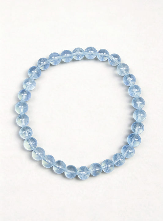 Baby Blue Aquamarine Bracelet – Natural Gemstone (6mm)