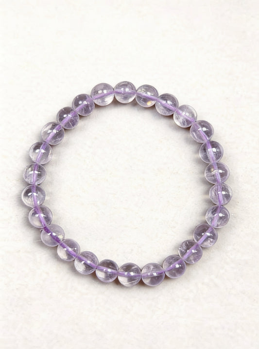 Lavender Kunzite Bracelet – Natural Transparent Crystal (7mm)