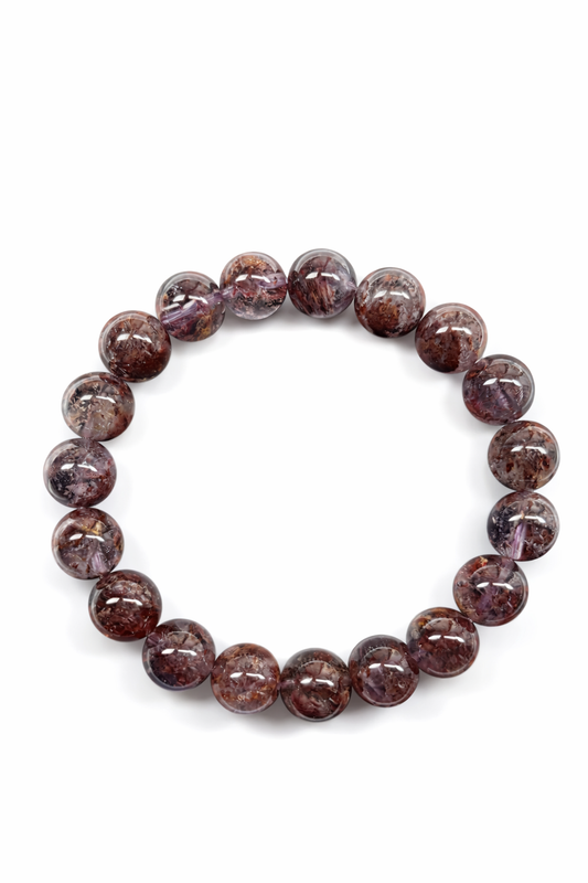Purple Phantom Quartz Bracelet – Natural Crystal (10mm)
