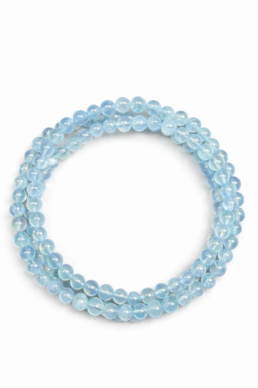 Aquamarine Triple Wrap Bracelet – Natural Crystal (4mm)