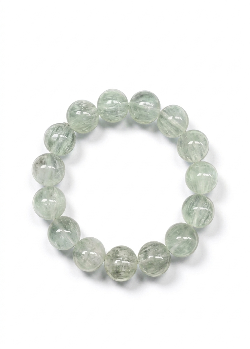 Green Silk Fluorite Bracelet – Natural Crystal